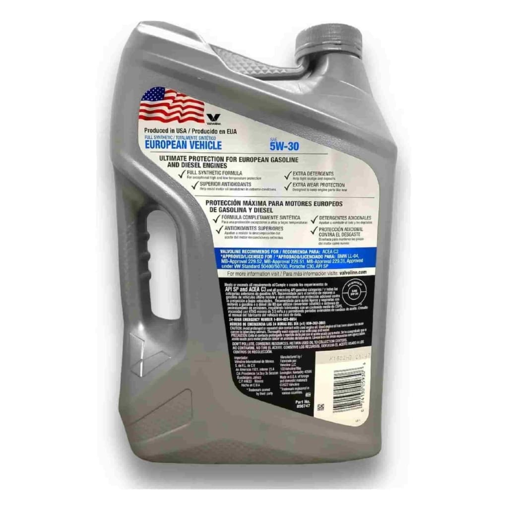 valvoline-european-vehicle-xl3-5w30-473l-trasero Valvoline European Vehicle XL-III 5W30